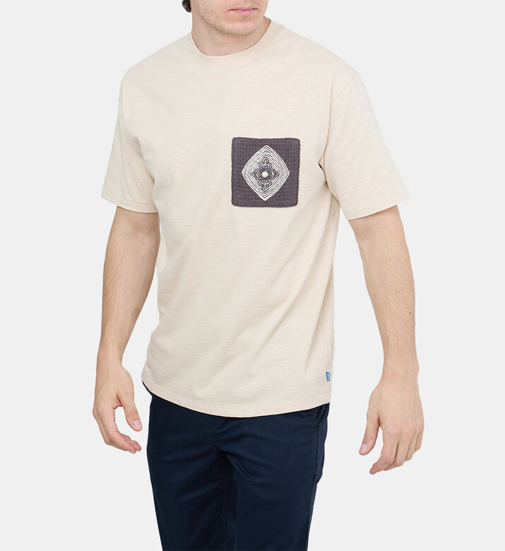 Relaxed Fit Crochet Pocket T-shirt