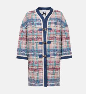 Edward Achour Paris Plaid Tweed Longline Coat, Packshot View