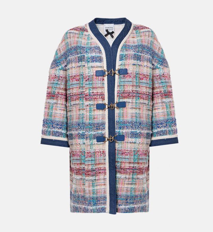Edward Achour Paris Plaid Tweed Longline Coat, Packshot View