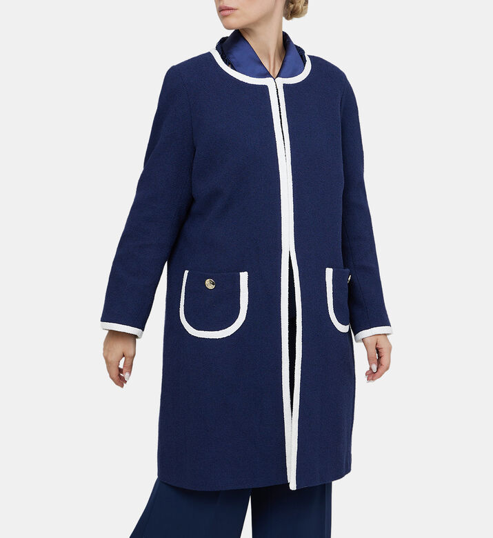 جاكيت قطن تيري طويل بلون مغاير