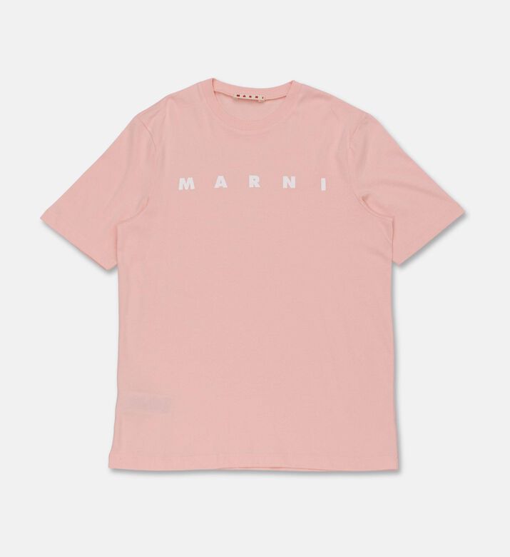 Marni Cotton Logo-print T-shirt, Pink, 14y, Packshot View