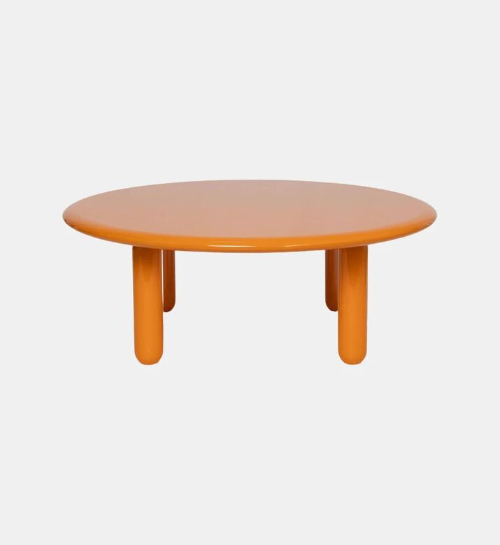 Home Deco and More Glossy Wooden Low Round Table, Orange, 100x36-cm, Packshot View