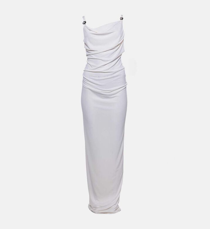 Draped Fitted Maxi Dress