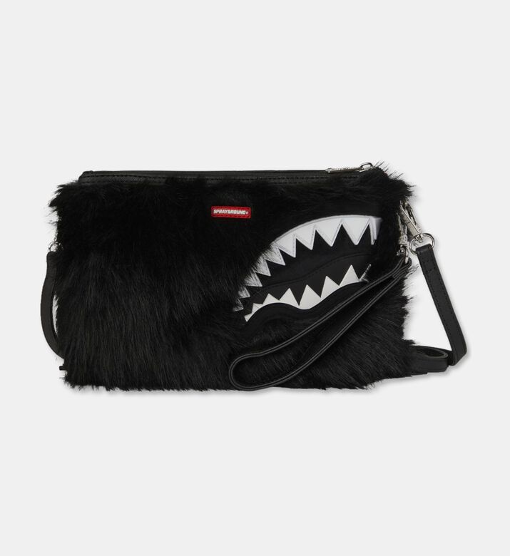 Sprayground Faux-fur Shark-print Crossover Clutch, Packshot View