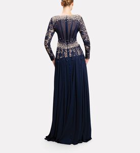 Michael Cinco Corset Lace Long Dress, Model View