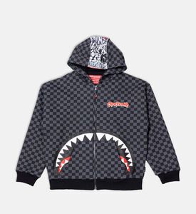 هودي غرافيتي بتصميم ممزق بسحاب