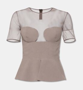 Nensi Dojaka Sheer Illusion Peplum Bustier Top, Packshot View