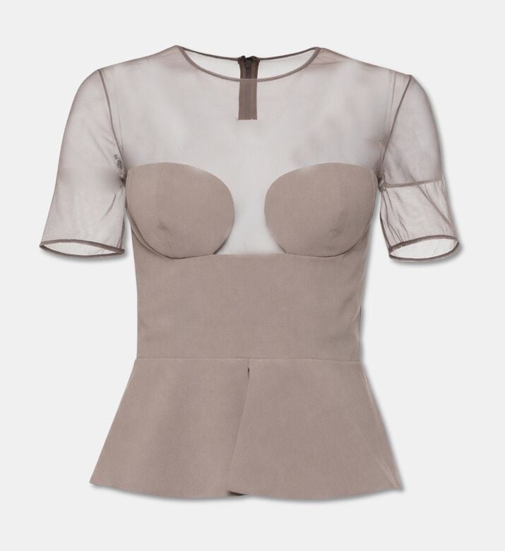 Nensi Dojaka Sheer Illusion Peplum Bustier Top, Packshot View