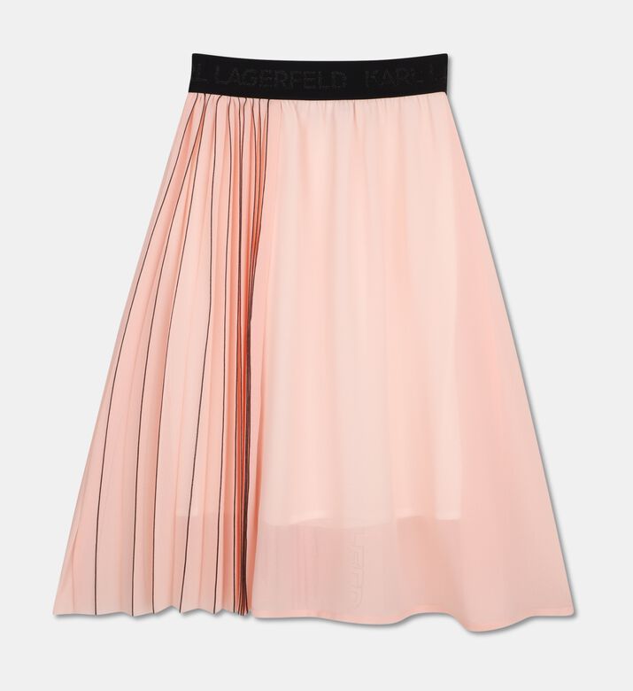 Karl Lagerfeld Pleated Midi Skirt With Branded Waistband, Packshot View