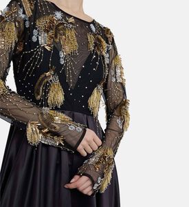 Black Satin Slitted Gown