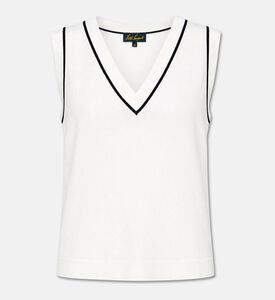 Luisa Spagnoli Knit V-neck Sleeveless Top, White, S, Packshot View