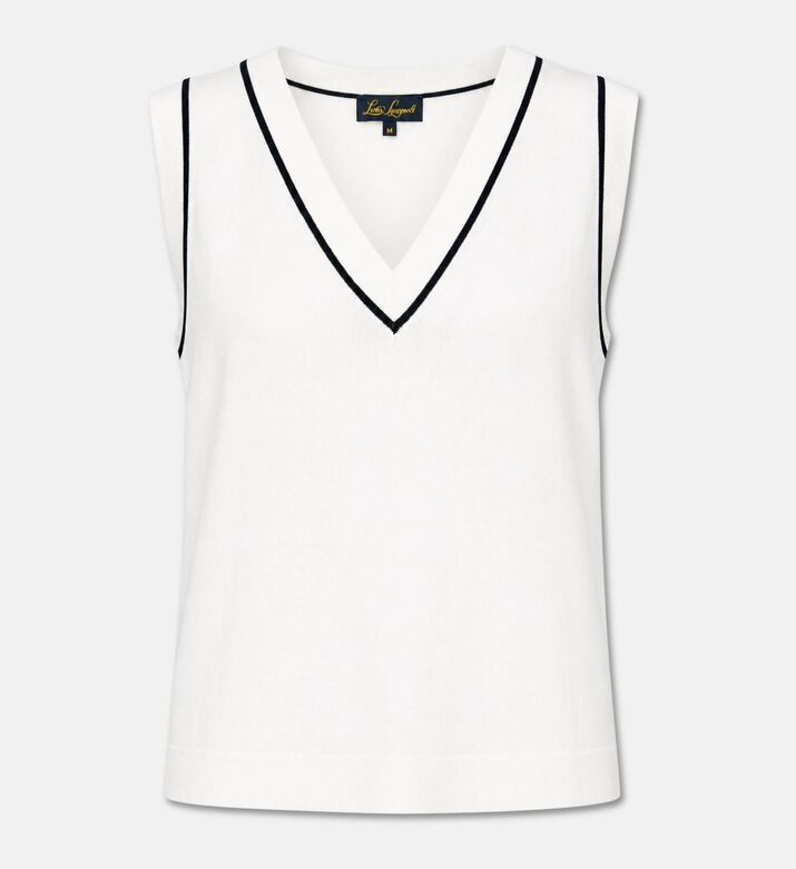 Luisa Spagnoli Knit V-neck Sleeveless Top, White, S, Packshot View