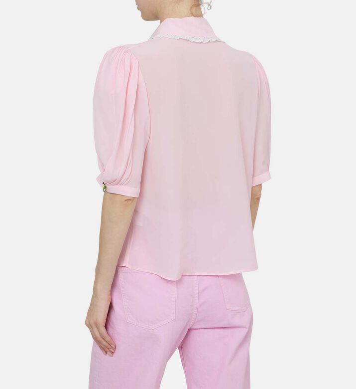 قميص بصف أزرار بتصميم زهرة