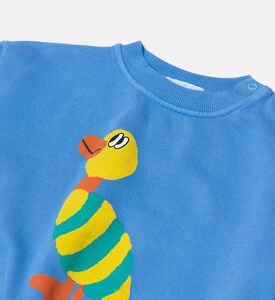 Bobo Choses Colorful Duck-print Shoulder Snaps Ribbed Sweatshirt, Packshot View