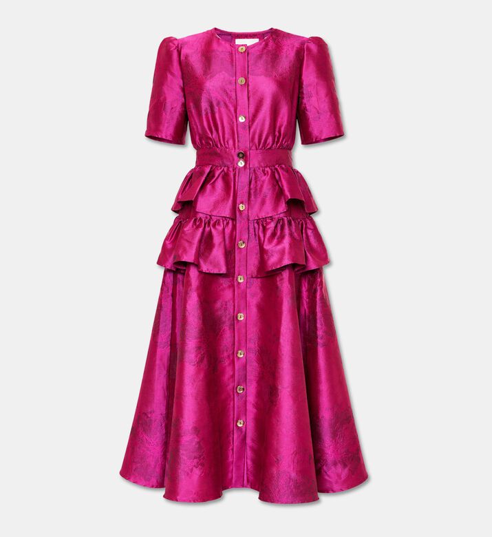 Poca and Poca Buttoned Ruffle Short-sleeve Midi Dress, Packshot View