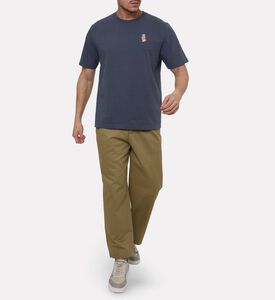 Maison Kitsune Embroidered Patch Straight-cut T-shirt, Blue, Xl, Model View