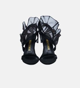 حذاء بكعب عالي مزين بكشكشة شبكية