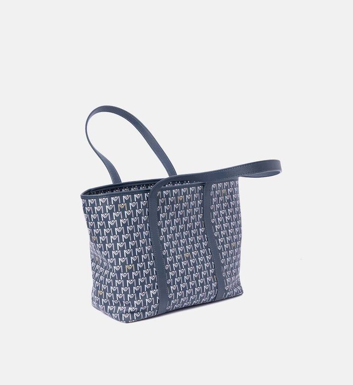Maya.M All-over Monogram Medium Zip Tote Bag, Navy, Packshot View