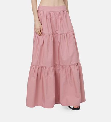 Elasticated Waistband Flared Maxi Skirt