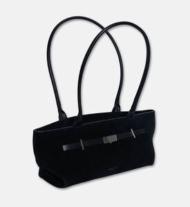 Demellier The New York Elongated Suede Shoulder Bag, Black, Packshot View