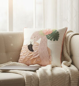 Home Deco and More Flamingo Applique Cotton Cushion, Packshot View