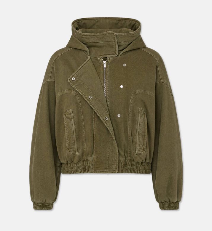 Ba&sh Zip Front Hooded Cropped Jacket, Packshot View