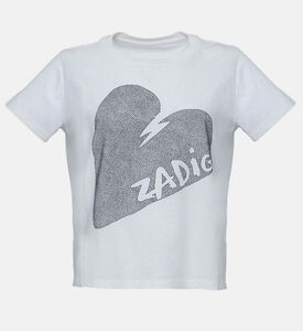 تيشيرت أليس مرصع مزين بقلب كبير مزخرف