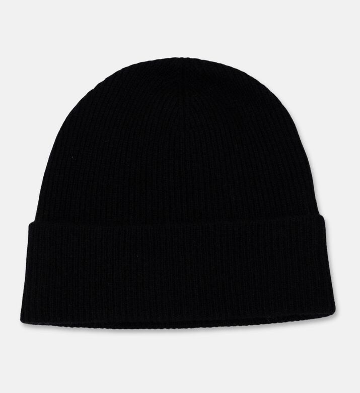 Galeries Lafayette Classic Ribbed Knit Hat, Black, Packshot View