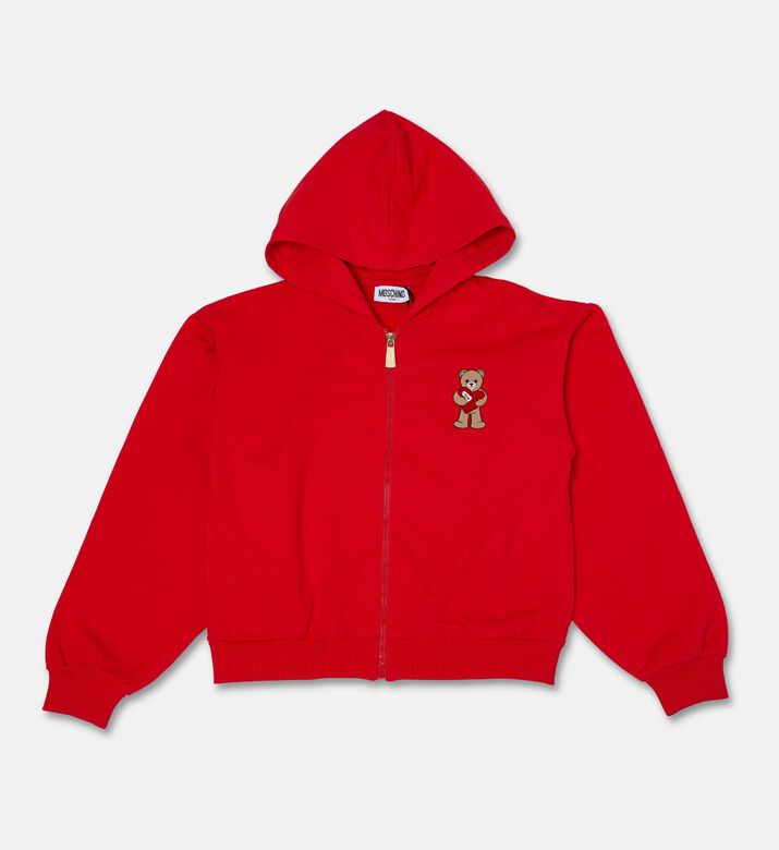Moschino Kids Zip Hoodie With Logo Bear Patch, Packshot View