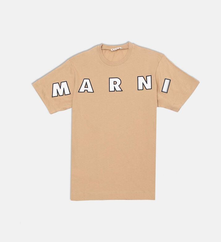 Marni Logo-embroidery Short-sleeve T-shirt, Beige, 8y, Packshot View Marni Logo-embroidery Short-sleeve T-shirt, Beige, 8y, Packshot View