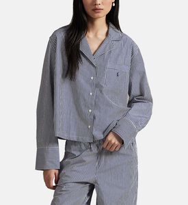 Polo by Ralph Lauren Striped Long-sleeve Shirt Pajama Set, Dark-blue, L, Model View