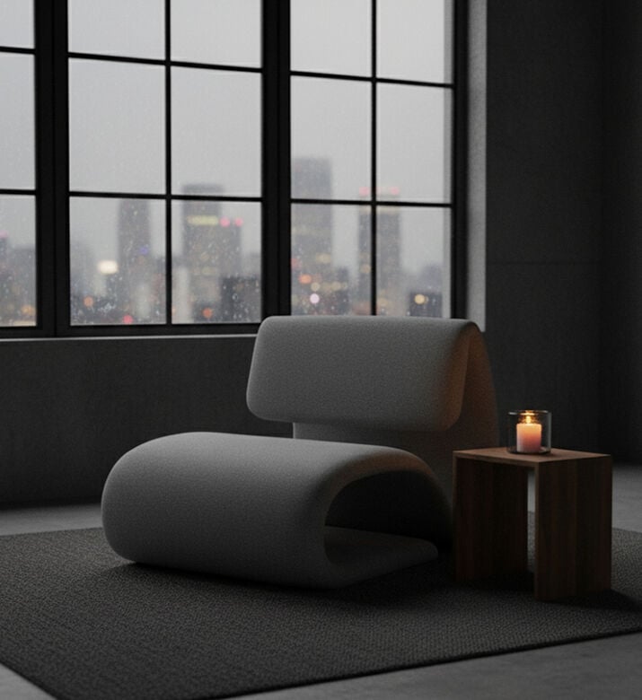 Dan Form Dubna Boucle Fabric Lounge Chair, Packshot View