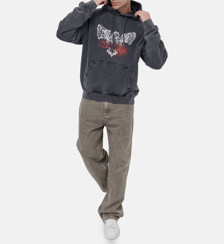 سويت شيرت بغطاء رأس بطبعة أمامية