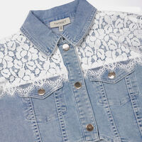 Lace-details Cropped Denim Jacket