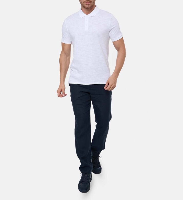 Vince Button Placket Short-sleeve Polo, White, M, Model View