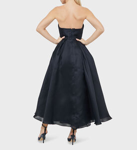 Silk Two-tone Strapless Midi Gown