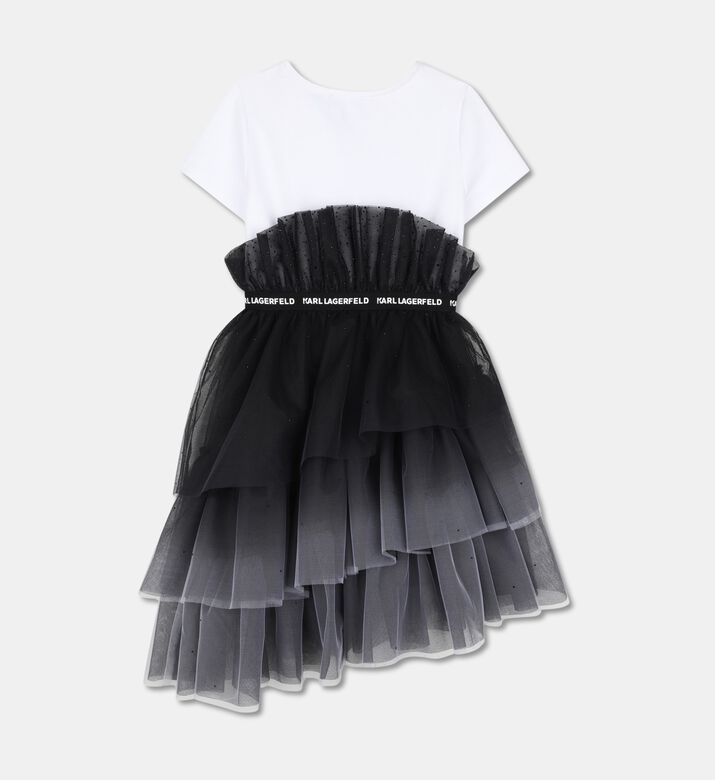 Karl Lagerfeld Ruffled Tulle Panel Short-sleeve Dress, Packshot View