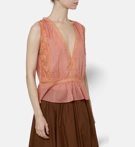 Forte-Forte Cotton Silk Lace Sleeveless Top, Model View