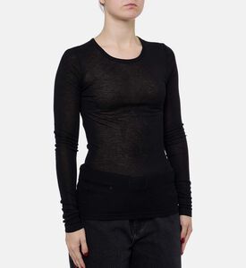Samsoe Sadou Sheer Long-sleeve Knit Top, Model View