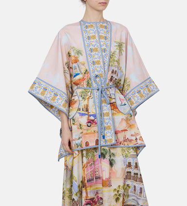 Printed Three-quarter Sleeve Kimono