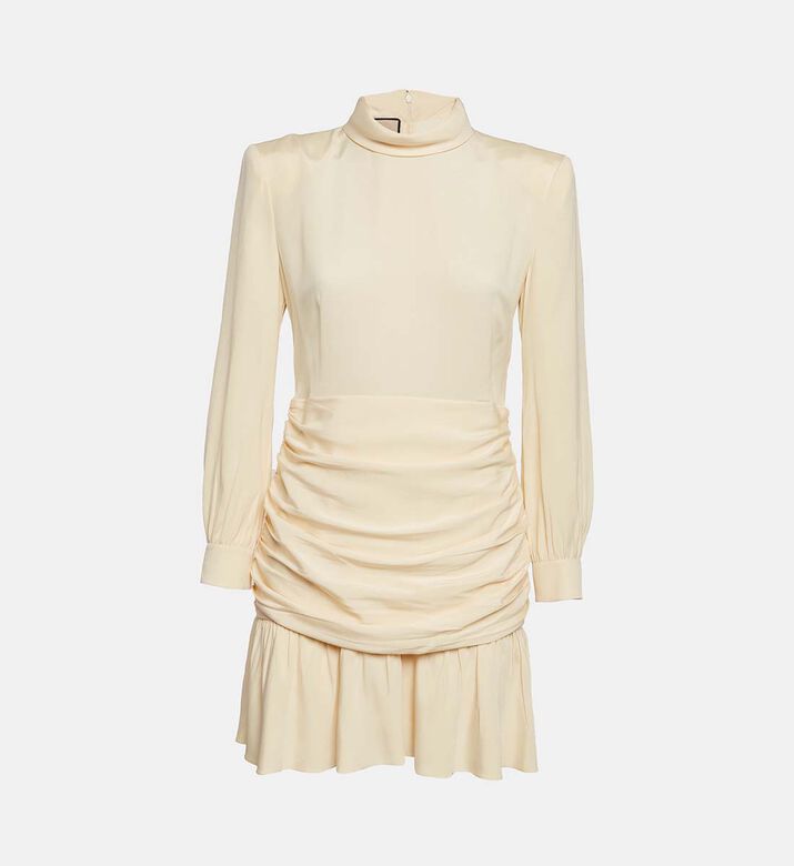 Silk Ruched Detail Mini Dress