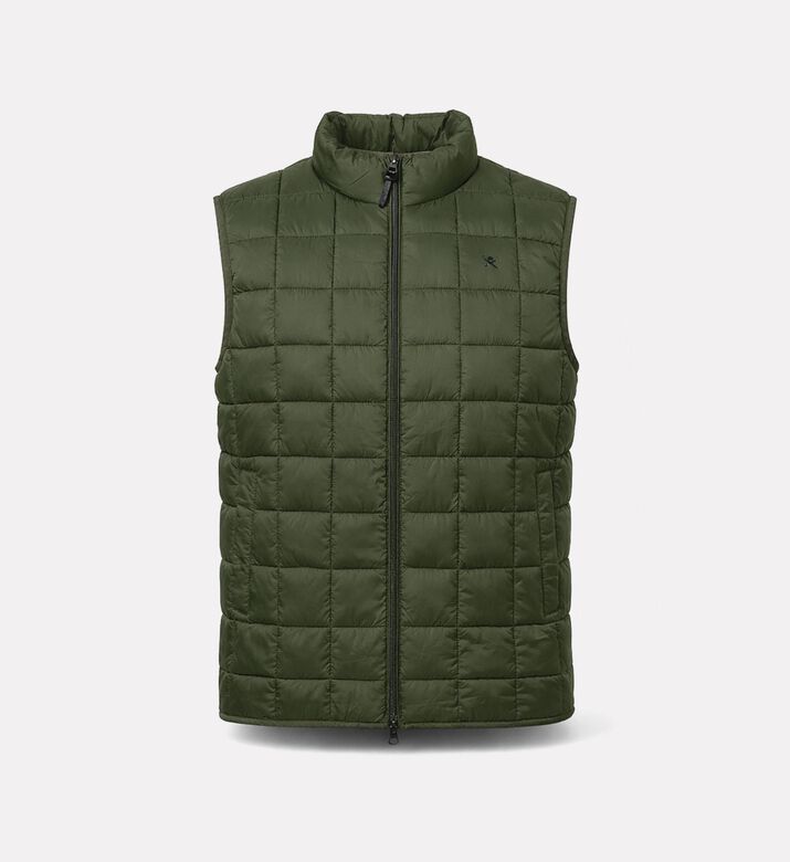 Hackett London Ultra-high Neck Zip Fastening Vest, Green, M, Packshot View