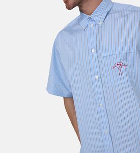 قميص قطن مخطط بأكمام قصيرة