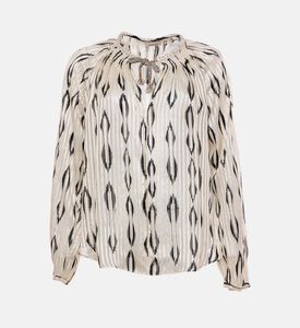 بلوزة سيرا حرير بنقوش غرافيكية