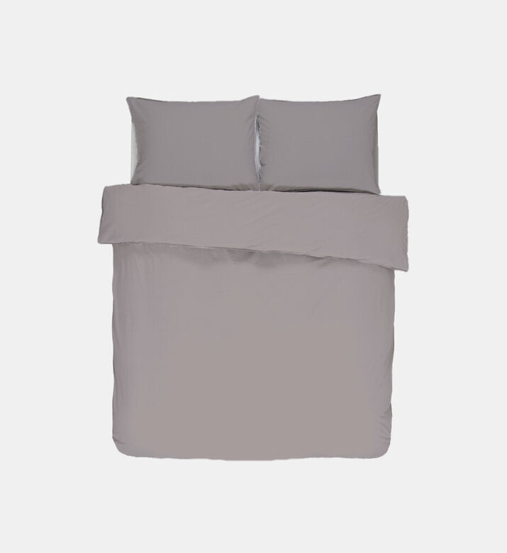 Home Deco and More Lauren Plain Cotton Satin Bed Set, Grey, 200x200-cm, Packshot View