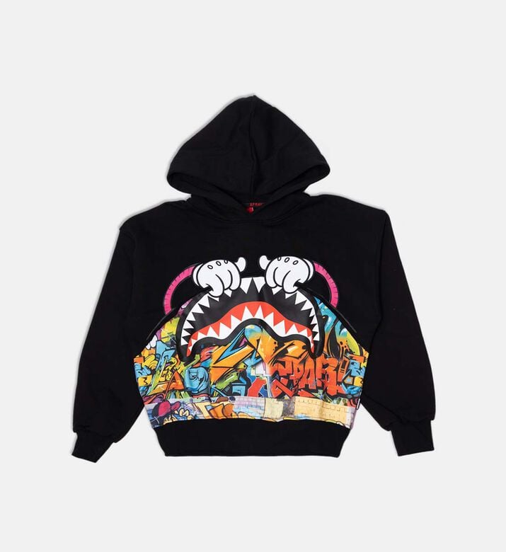 Sprayground Curtain Shark Graffiti-print Hoodie, Packshot View