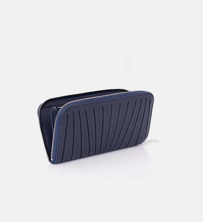 Camille Fournet Pleated Calf Leather Wallet, Indigo, Packshot View
