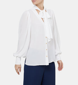 Lavaliere Bow Collar Flowy Shirt