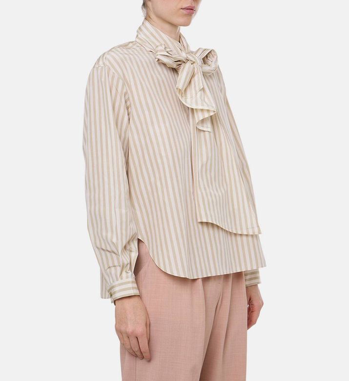 Forte-Forte Stripe Pattern Long-sleeve Shirt, Model View