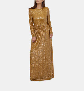 فستان طويل مزين بترتر